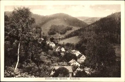 Ak Perštejn Pürstein Region Aussig, Ortsansicht, Hauptstraße, Wald