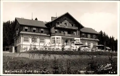 Foto Ak Mariánské Lázně Marienbad Region Karlsbad, Cafe Sennhof