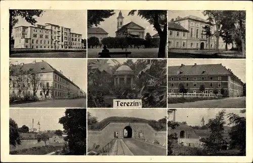 Ak Terezín Theresienstadt Region Aussig, Teilansichten, Tunnel, Pavillon