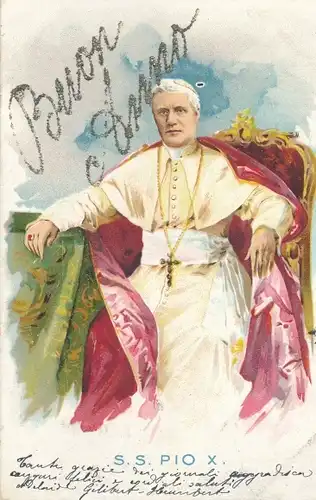 Glitzer Litho Papst Pius X., Portrait