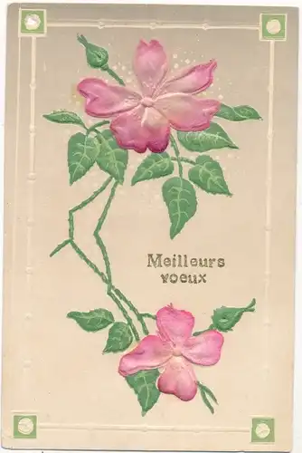 Stoff Präge Ak Blühende Blumen