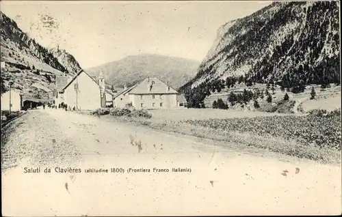 Ak Clavieres Piemonte, Teilansicht, Grenze