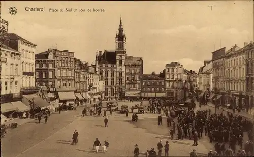 Ak Charleroi Wallonie Hennegau, Place du Sud an einem Handelstag