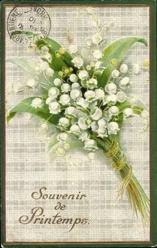Präge Ak Blumenstrauß, Maiglöckchen