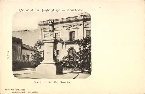 Ak Córdoba Argentinien, Dr. Garcia Statue