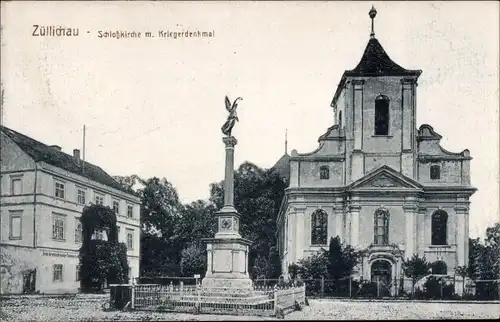 Ak Sulechów Züllichau Ostbrandenburg, Schlosskirche, Kriegerdenkmal