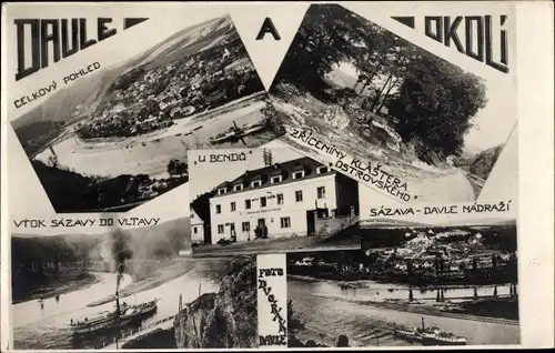 Ak Davle Dawle Mittelböhmen, Gesamtansicht, Sazava, Restaurant U Bendu