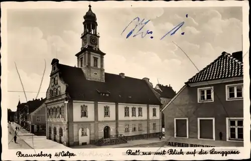Ak Braniewo Braunsberg Ostpreußen, Rathaus, Langgasse