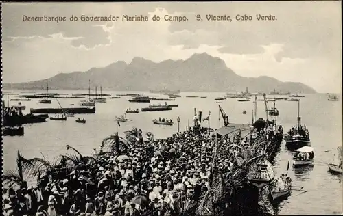 Ak São Vicente Cabo Verde Kap Verde, Ausschiffung von Gouverneur Marinha