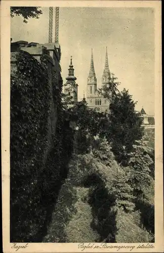 Ak Zagreb Kroatien, Teilansicht der Kirche