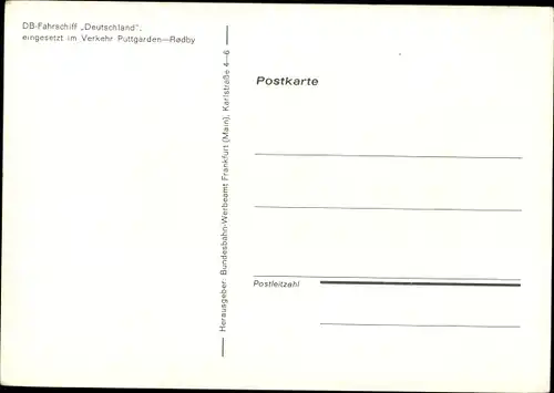 Ak Deutsche Bundesbahn-Fährschiff Deutschland