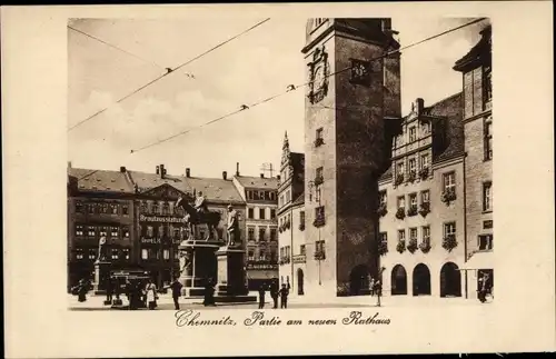 Ak Chemnitz in Sachsen, Rathaus, Denkmal