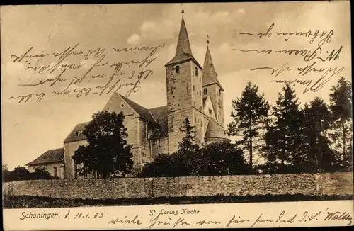 Ak Schöningen am Elm, St. Lorenz Kirche