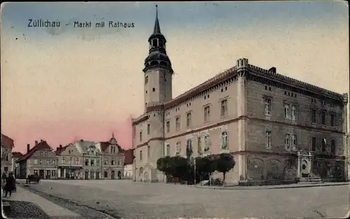 Ak Sulechów Züllichau Ostbrandenburg, Markt, Rathaus