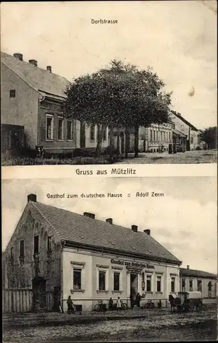 Ak Mützlitz Nennhausen im Havelland, Gasthof zum deutschen Hause, Dorfstraße