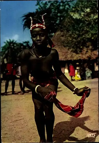 Ak L'Afrique en Couleurs, la Danseuse du Mouchoir, barbusige Afrikanerin