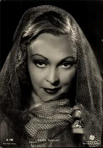 Ak Schauspielerin Hilde Sessak, Portrait, Schleier