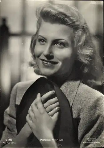 Ak Schauspielerin Winnie Markus, Portrait, Film Foto Verlag G 223