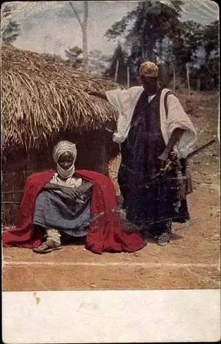 Ak Kolonial Kriegerspende, deutsche Kolonien, Afrikaner vor Strohhütte, Vornehmer Haussa