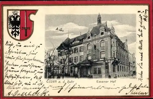 Ak Essen Ruhr, Hotel Essener Hof, Wappen, Schwert