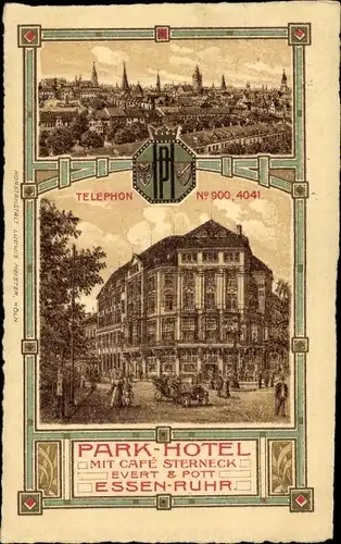 Litho Essen im Ruhrgebiet, Parkhotel, Café Sterneck