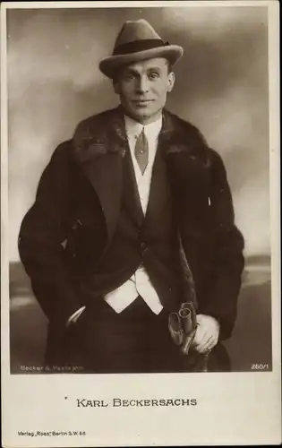 Ak Schauspieler Karl Beckersachs, Portrait