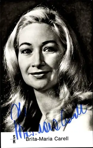 Ak Schauspielerin Brita-Maria Carell, Portrait, Autogramm