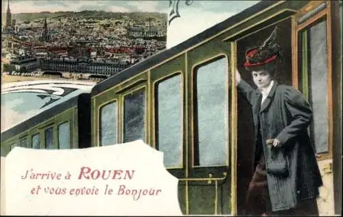 Ak Rouen Seine Maritime, Panorama, Eisenbahn