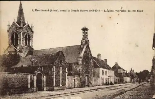 Ak Pontavert Aisne, Die Kirche vor dem Ersten Weltkrieg 1914-1918