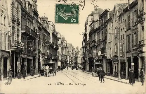 Ak Reims-Marne, Rue de l'Etape