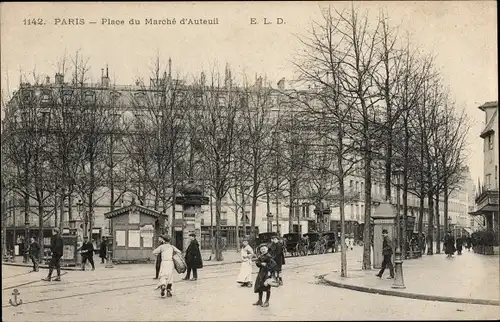 Ak Paris XVI Passy Auteuil, Marktplatz