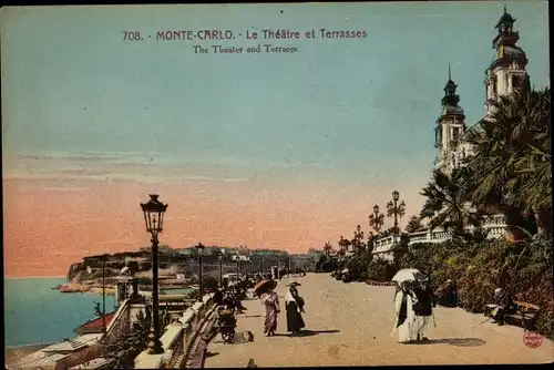 Ak Monte Carlo Monaco, Theater, Terrassen