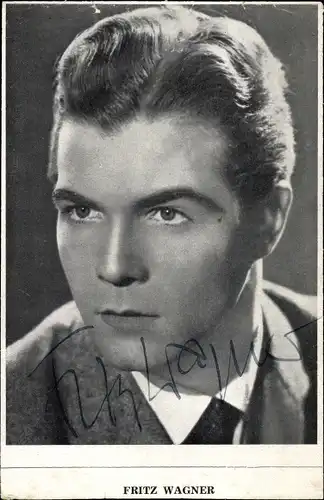 Autogrammkarte Sänger Fritz Wagner, Portrait, Autogramm