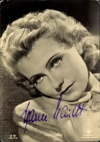 Ak Schauspielerin Karin Hardt, Portrait, Ross G 53, Autogramm