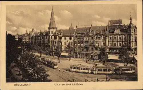 Ak Düsseldorf am Rhein, Graf Adolfplatz, Straßenbahn