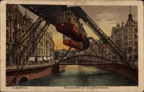 Ak Elberfeld Wuppertal, Schwebebahn, Isländerbrücke