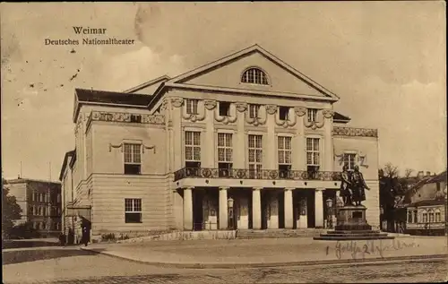 Ak Weimar in Thüringen, schöne Detailansicht, Deutsches Nationaltheater