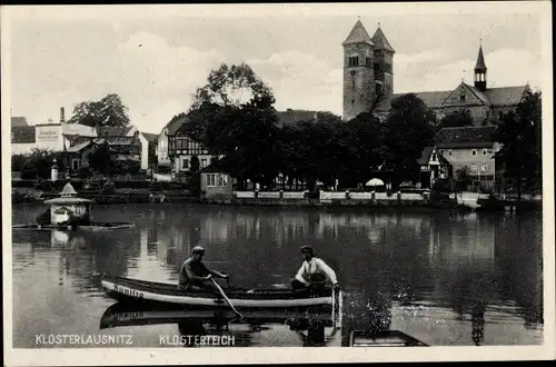 Ak Bad Klosterlausnitz in Thüringen, Klosterteich, Ruderboot