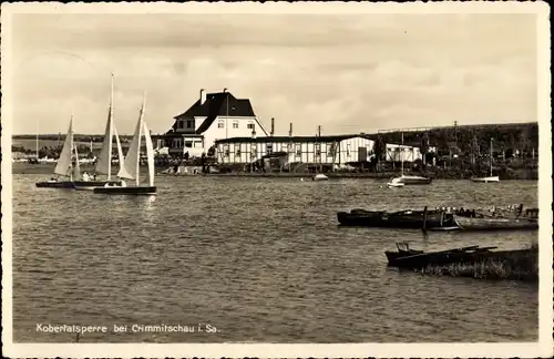 Ak Crimmitschau in Sachsen, Kobertalsperre, Segelboote