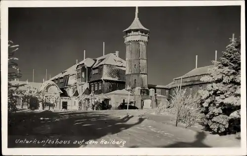 Ak Keilberg Bessenbach Unterfranken, Unterkunftshaus, Winter