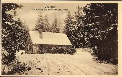 Ak Droyßig im Burgenlandkreis, Winterbild aus Rohlands Steinbruch