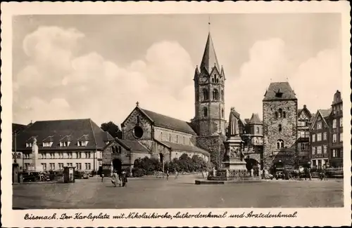 Ak Eisenach Thüringen, Karlsplatz, Nicolaikirche, Berghof