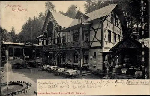 Ak Dresden Pillnitz, Meixmühle im Friedrichsgrund, Terrasse