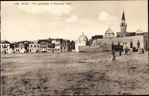 Ak Suez Ägypten, Gesamtansicht