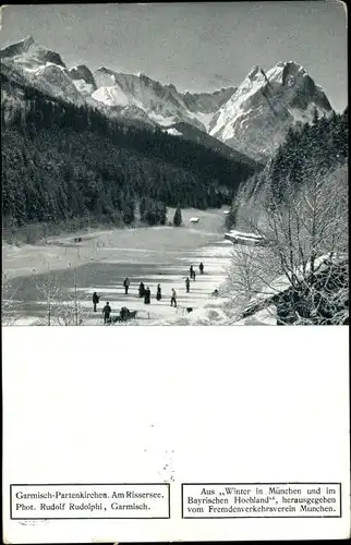 Ak Garmisch Partenkirchen in Oberbayern, Rießersee, Winter