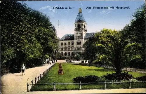 Ak Halle an der Saale, Alte Promenade, Hauptpost