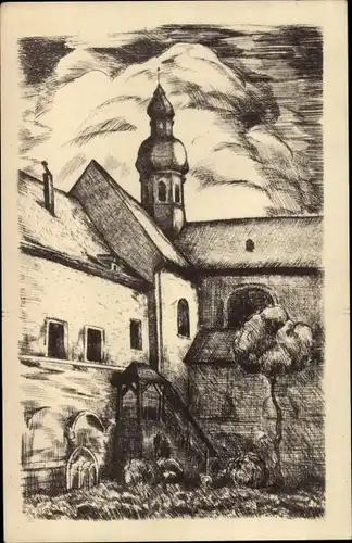 Künstler Ak Brosig F., Eltville am Rhein, Kloster Eberbach, Hof