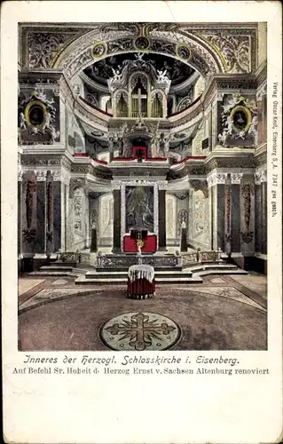 Ak Eisenberg in Thüringen, herzogliche Schlosskirche, Altar