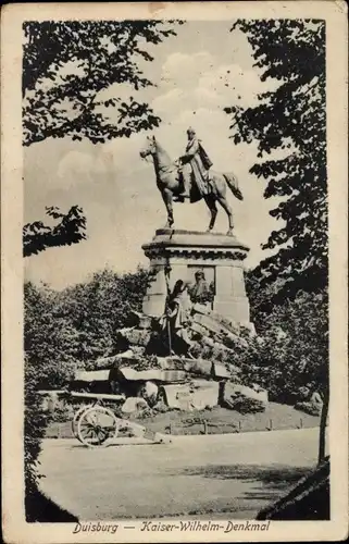 Ak Duisburg im Ruhrgebiet, Kaiser-Wilhelm-Denkmal, Kanone