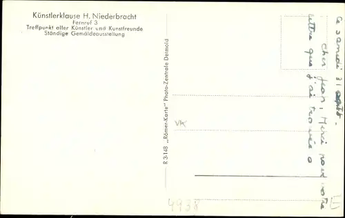 Künstler Ak  Schwalenberg Schieder-Schwalenberg Lippe, Künstlerklause H. Niederbracht